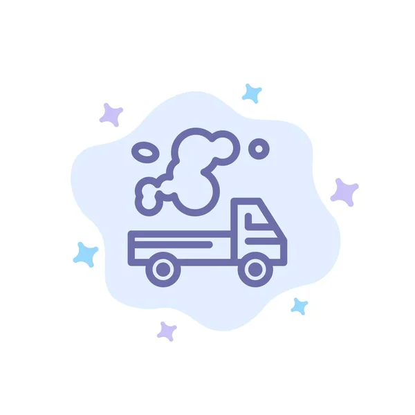 Automobile, Camion, Émission, Gaz, Pollution Icône bleue sur Abstrac — Image vectorielle