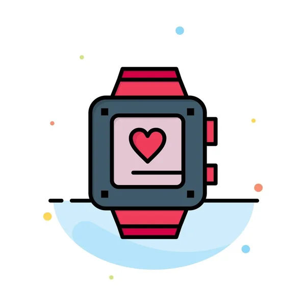 Relógio de mão, Amor, Coração, Casamento Abstract Flat Color Icon Templa — Vetor de Stock