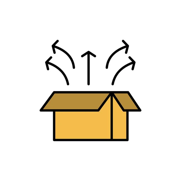 Release, doos, lancering, open box, product platte kleur pictogram. Vector — Stockvector