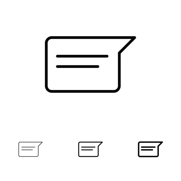 チャット、ベーシック、チャット、Ui太字と細い黒線アイコンセット — ストックベクタ