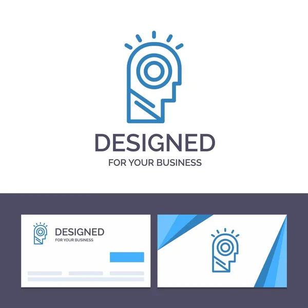 Tarjeta de visita creativa y plantilla de logotipo Idea, Luz, Hombre, Sombrero V — Vector de stock