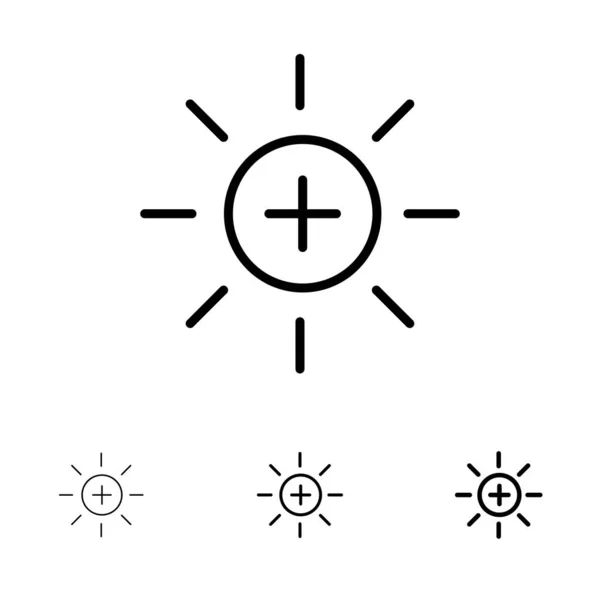Яркость, Интерфейс, Ui, Жирный и тонкая черная линия иконка se — стоковый вектор
