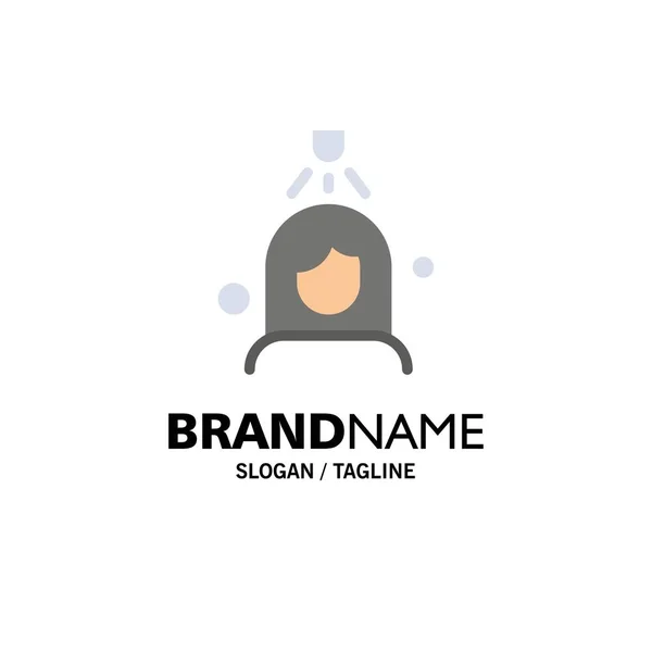 Mujer, Ducha, Lavado, Limpieza Empresarial Logo Template. Color plano — Vector de stock