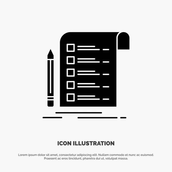 File, Report, Invoice, Card, Checklist solid Glyph Icon vector — Stock Vector