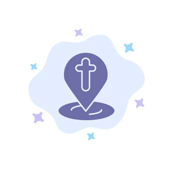 Lokalizacja, mapa, Wielkanoc, PIN niebieski ikona na abstrakcyjne chmura backgroun — Wektor stockowy