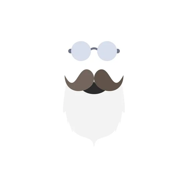 Усы, хипстер, усатый, бородатый, мужчины Плоский цвет иконки вектор — стоковый вектор