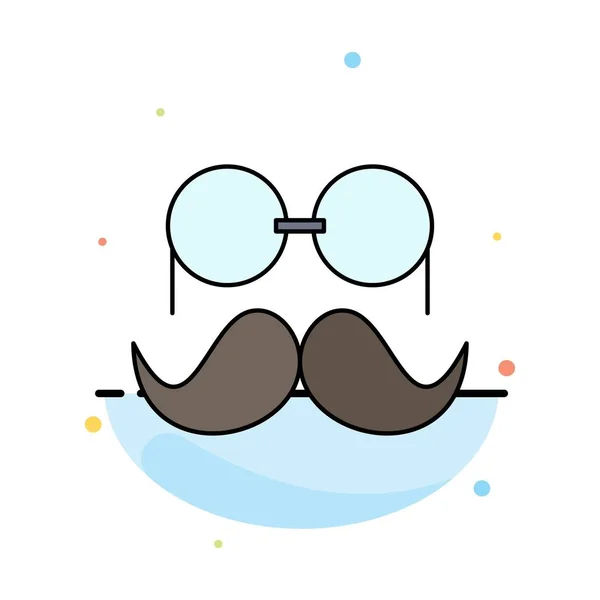 Усы, хипстер, movember, очки, мужчины Плоский цвет икона Vecto — стоковый вектор