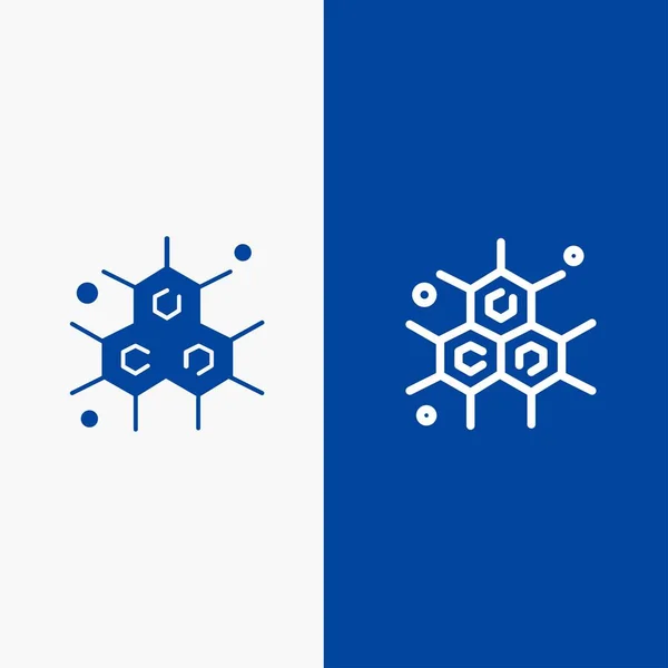 Chemist, Molecular, Science Line y Glyph Solid icon Blue banne — Vector de stock