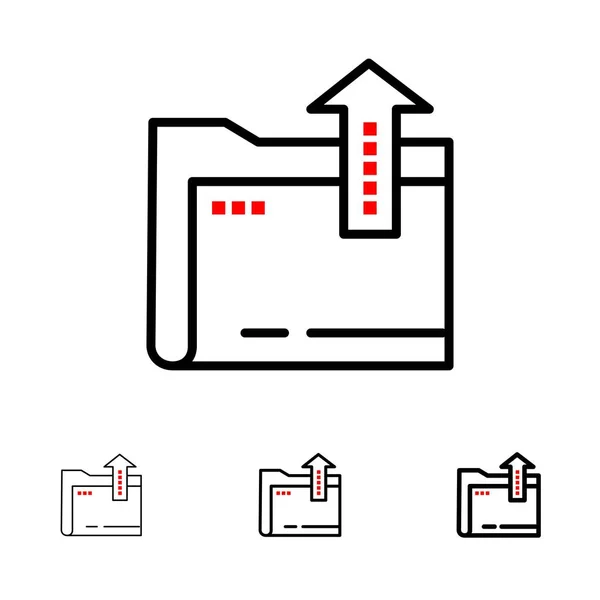 Ordner, Dokument, Datei, Speicherung fett und dünne schwarze Linie Symbol se — Stockvektor
