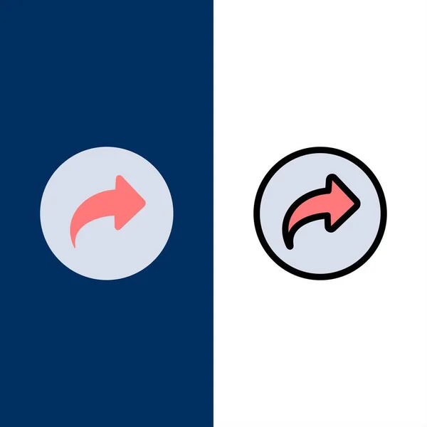 Basic, Arrow, Right, Ui Icons. Ensemble d'icônes rempli plat et ligne Ve — Image vectorielle
