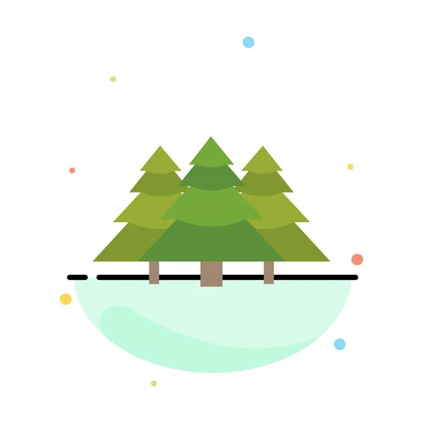 Bosque, camping, selva, árbol, pinos Color plano Icono Vector — Vector de stock