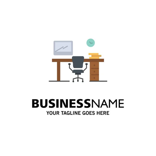Büro, Raum, Stuhl, Bürotisch, Raum Business Logo-Vorlage. — Stockvektor