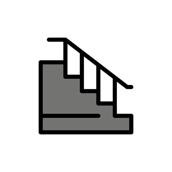 Bau, unten, zu Hause, Treppe flache Farbe Symbol. Vektorsymbol ba — Stockvektor