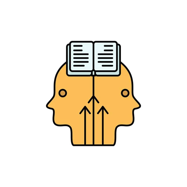 Mind, Reading, Programming, Man  Flat Color Icon. Vector icon ba — Stock Vector