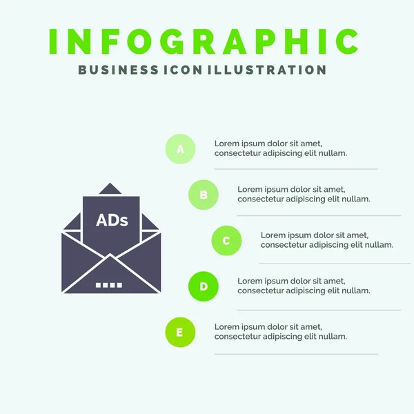 Reklama, reklama, E-mail, list, poczta Solid Icon infografiki 5 S — Wektor stockowy