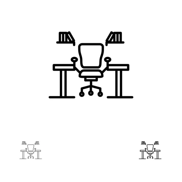 Tabell, Business, stol, dator, skrivbord, kontor, arbetsplats fet a — Stock vektor