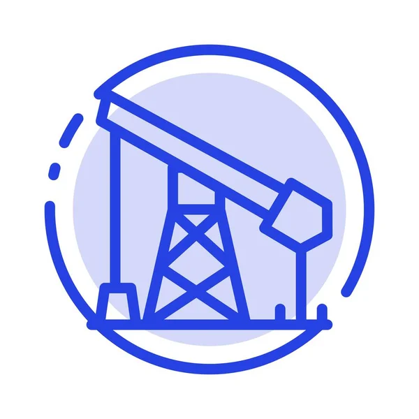 Construction, Industrie, Pétrole, Gaz Ligne bleue pointillée Icône — Image vectorielle