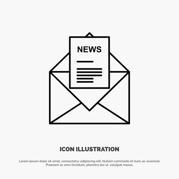 News, Email, Business, Corresponding, Letter Line Icon Vector