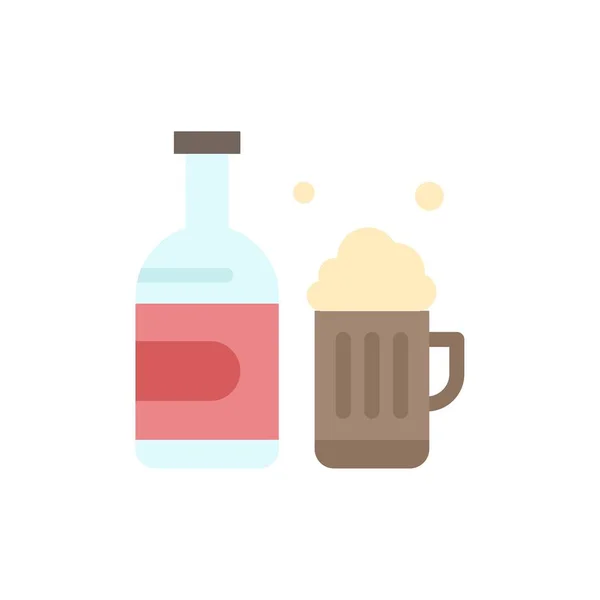 Bottle, Beer, Cup, Canada  Flat Color Icon. Vector icon banner T — Stock Vector