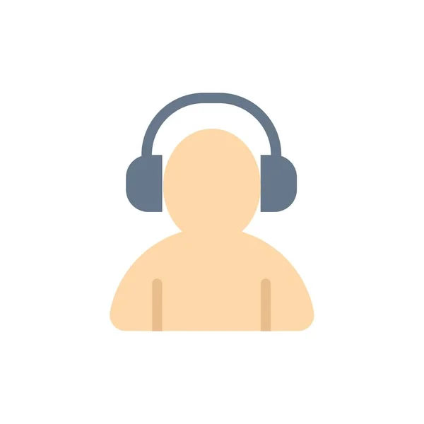 Avatar, Apoyo, Hombre, Auriculares Icono de color plano. Icono del vector ba — Vector de stock