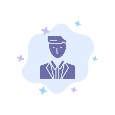 Patron, Ceo, Başkan, Lider, Soyut Bulut Backgrou Üzerinde Bay Mavi Simge