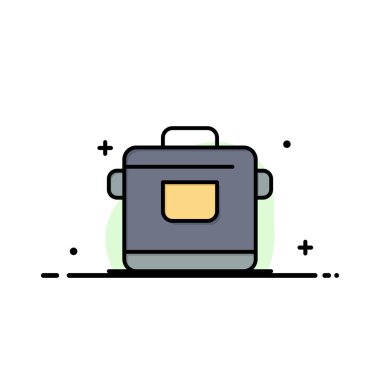 Ocak, Mutfak, Pirinç, Otel İş Logo Şablonu. Düz Renk