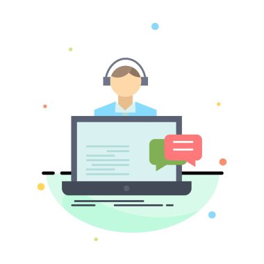 destek, sohbet, müşteri, servis, yardım Düz Renk Simge Vektör