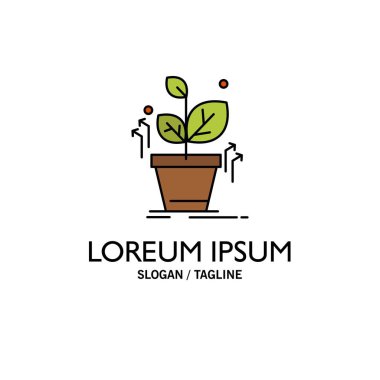 Bitki, Büyümek, Büyümek, Başarı İş Logo Şablonu. Düz Renk