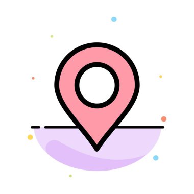 Konum, İşaretçi, Pin Soyut Düz Renk Simgesi Şablonu