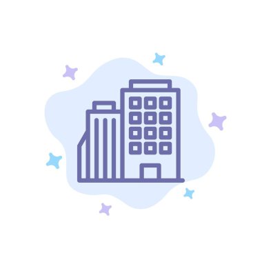 Otel, Kaynama, Ev, Soyut Bulut Backgroun Şehir Mavi Simge