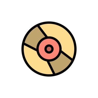 Cd, Dvd, Disk, Aygıt Düz Renk Simgesi. Vektör simgesi afiş Templ