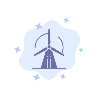 Türbin, Rüzgar, Enerji, Soyut Bulut Backgro Üzerinde Güç Mavi Simge