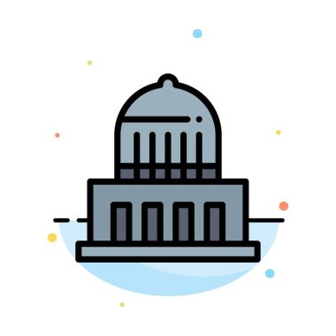 Bina, Şehir, Simgesel Yapı, Abd Soyut Düz Renk Simgesi Şablonu