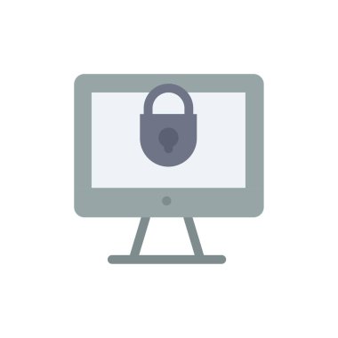 Bilgisayar, Internet, Kilit, Güvenlik Düz Renk Simgesi. Vektör simgesi