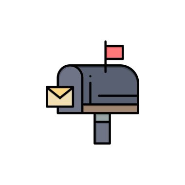 Posta, Kutu, Mesaj, E-posta Düz Renk Simgesi. Vektör simgesi afiş T