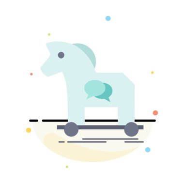 Siber suç, at, internet, Trojan, virüs düz renk simgesi vecto