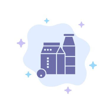 Süt, Kutu, Şişe, Soyut Bulut Backgrou Üzerinde Alışveriş Mavi Simge