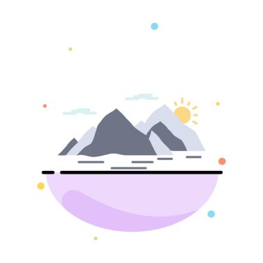 Dağ, tepe, manzara, doğa, akşam Düz Renk Simge Vecto