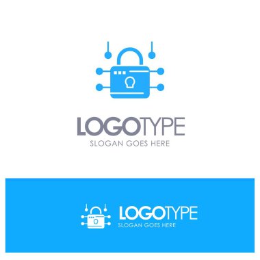 Kilit, Kilitli, Güvenlik, Ta yeri ile Güvenli Mavi Katı Logo