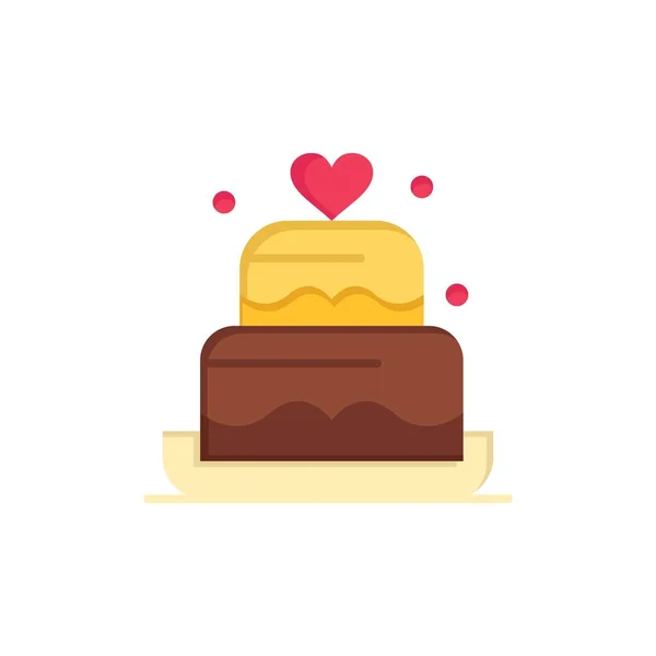 Ciasto, miłość, serce, ślub płaski kolor ikona. Baner ikon wektorowych — Wektor stockowy