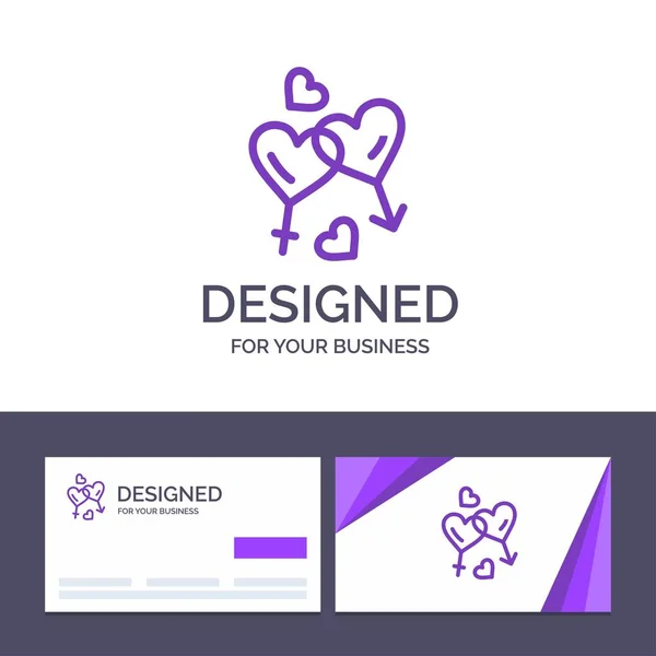 Creative Business Card and Logo template Heart, Man, Women, Love — Stock Vector