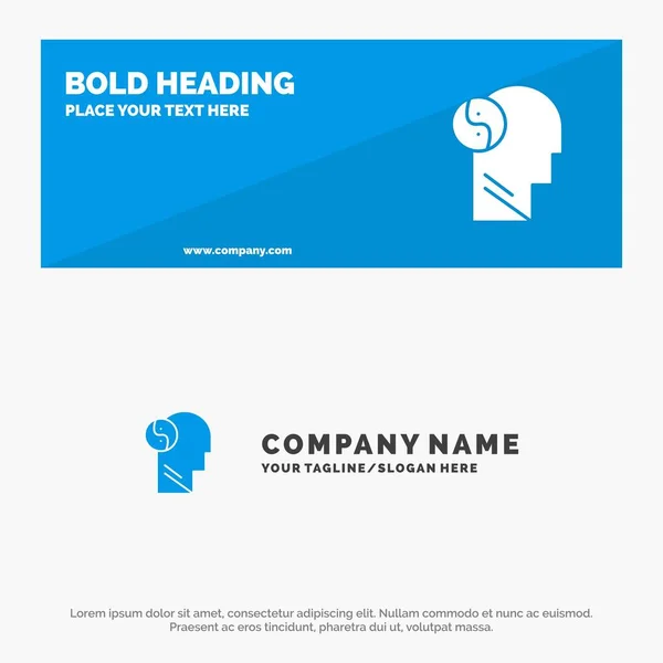 Sag, Brian, Jefe, Mind SOlid Icon Website Banner y Business Lo — Vector de stock