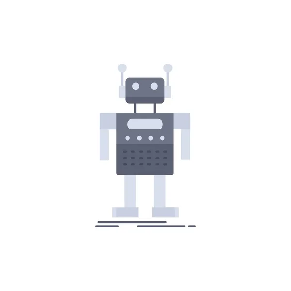 Robot, Android, artificial, bot, tecnología Flat Color Icon Vect — Archivo Imágenes Vectoriales