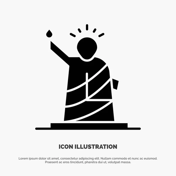 Monumentos, Libertad, De, Estatua, EE.UU. sólido Glifo icono vector — Vector de stock