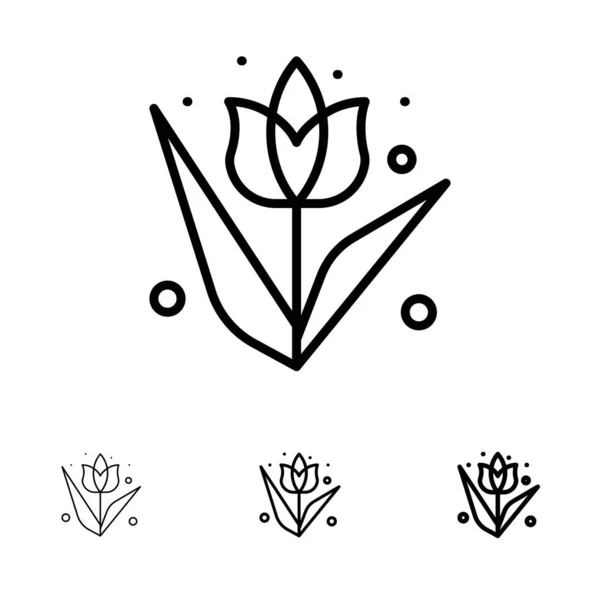 Dekoracja, Wielkanoc, kwiat, roślina pogrubienie i cienka Czarna linia ikona — Wektor stockowy