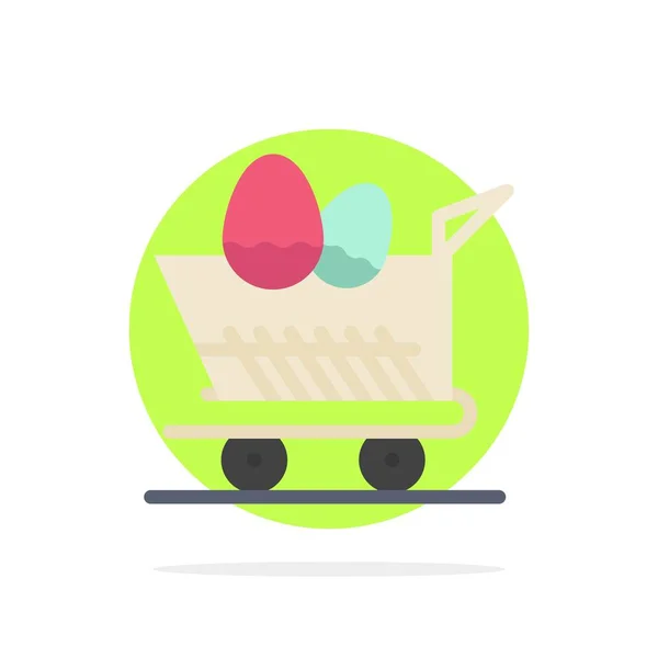 Vagn, vagn, påsk, shopping abstrakt cirkel bakgrund platt — Stock vektor