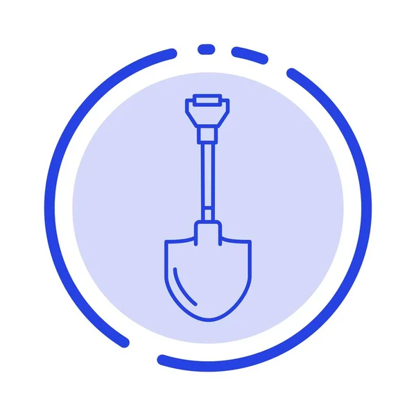Showel, spade, verktyg, reparation, gräva Blå Prickig linje linje ikon — Stock vektor