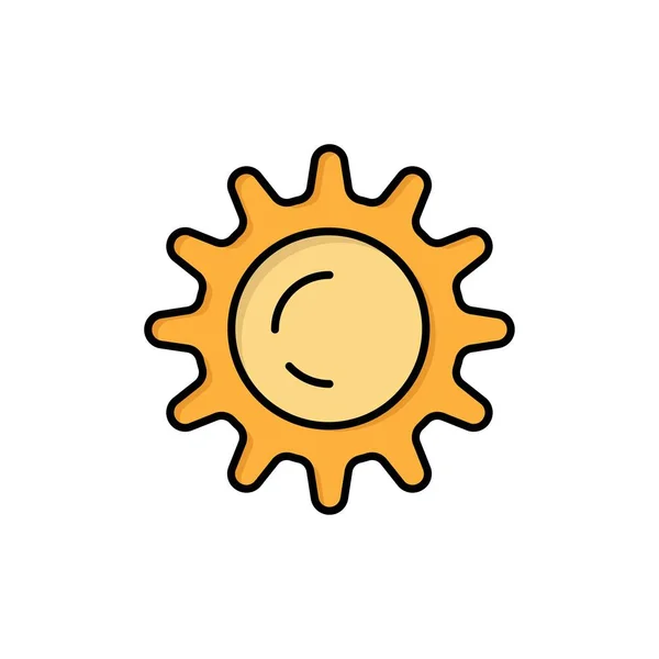 Sun, Day, Light  Flat Color Icon. Vector icon banner Template — Stock Vector