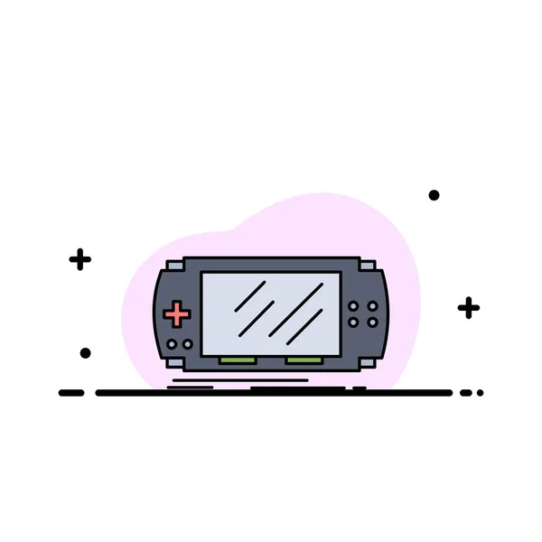 Console, appareil, jeu, jeu, psp Flat Color Icon Vector — Image vectorielle