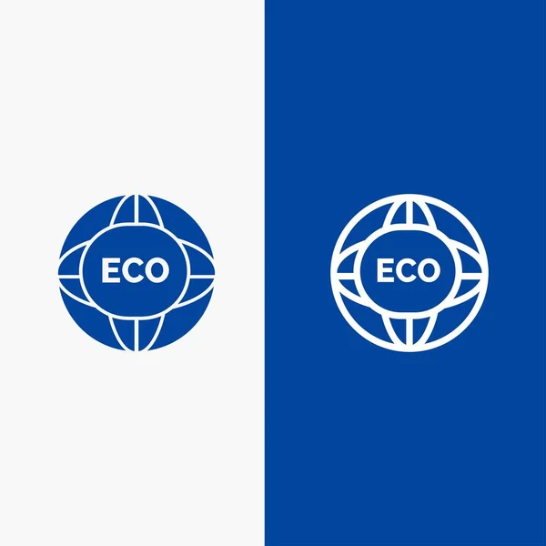 Miljö, global, Internet, världen, Eco Line och Glyph solid i — Stock vektor